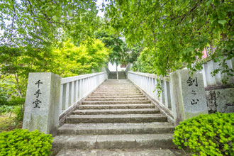 新緑のカーテンに包まれた剣之山